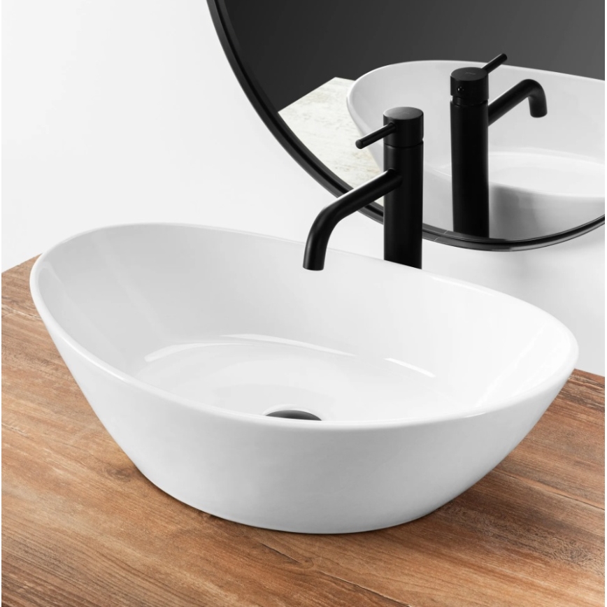 REA-U6801 - Valamu lauaplaadile KATE 33,5x55,5 cm keraamika/läikiv valge
