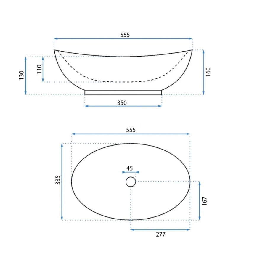 REA-U6801 - Valamu lauaplaadile KATE 33,5x55,5 cm keraamika/läikiv valge