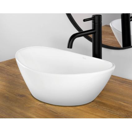 REA-U6802 - Lauale paigaldatav valamu KATE 27x45 cm keraamika/läikiv valge