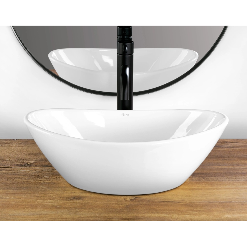 REA-U6802 - Lauale paigaldatav valamu KATE 27x45 cm keraamika/läikiv valge