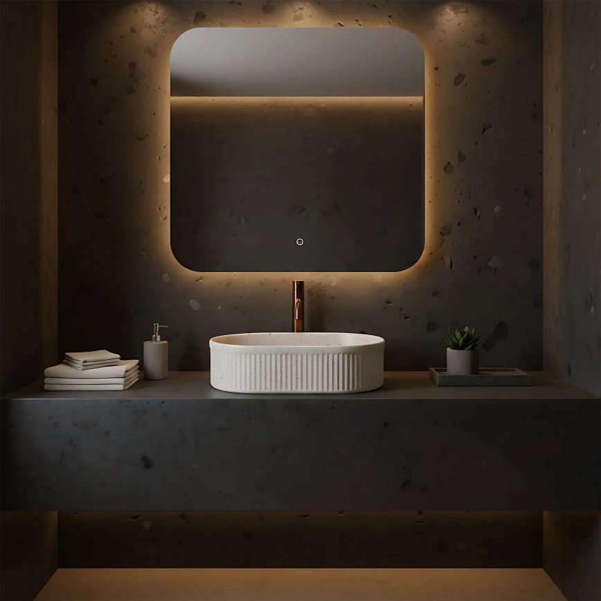 REA-U7342 - Lauaplaadile paigaldatav valam VANDA 31x49 cm keraamika/beež/kiviimitatsioon