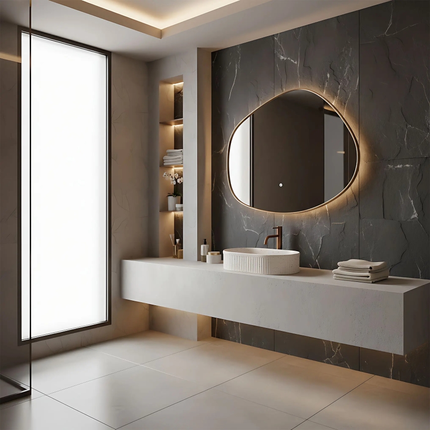 REA-U7342 - Lauaplaadile paigaldatav valam VANDA 31x49 cm keraamika/beež/kiviimitatsioon