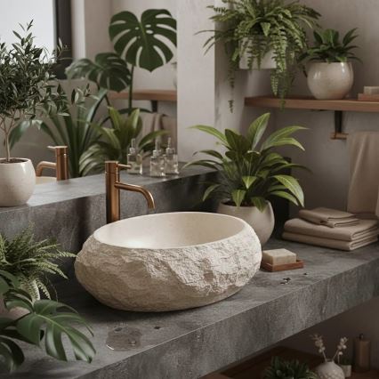 REA-U7347 - MIKA valamu lauaplaadile 38x50 cm beež/kiviimitatsioon