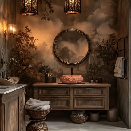 REA-U7349 - MIKA lauapealne valamu 38x50 cm, oranž/kivimuster