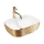 REA-U7422 - Lauaplaadile paigaldatav valamu BELINDA 33x46,5 cm keraamika/valge/kuldne