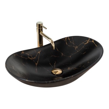 REA-U7478 - Lauale paigaldatav valamukauss ROYAL 36x62 cm keraamika/must/marmorikujundus