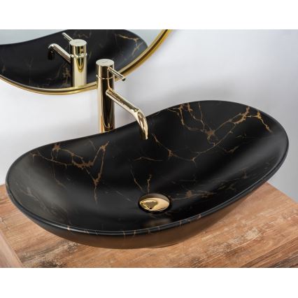 REA-U7478 - Lauale paigaldatav valamukauss ROYAL 36x62 cm keraamika/must/marmorikujundus
