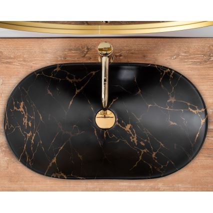REA-U7478 - Lauale paigaldatav valamukauss ROYAL 36x62 cm keraamika/must/marmorikujundus