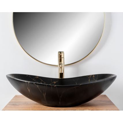 REA-U7478 - Lauale paigaldatav valamukauss ROYAL 36x62 cm keraamika/must/marmorikujundus