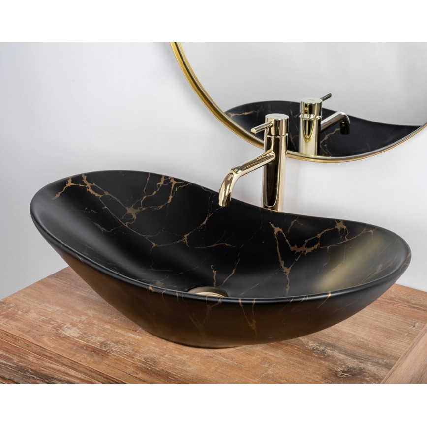 REA-U7478 - Lauale paigaldatav valamukauss ROYAL 36x62 cm keraamika/must/marmorikujundus