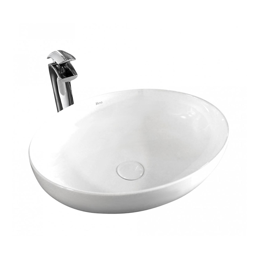 REA-U8198 - Lauapealne valamu CAROLA SLIM 39 x 51,5 cm keraamiline/läikiv valge