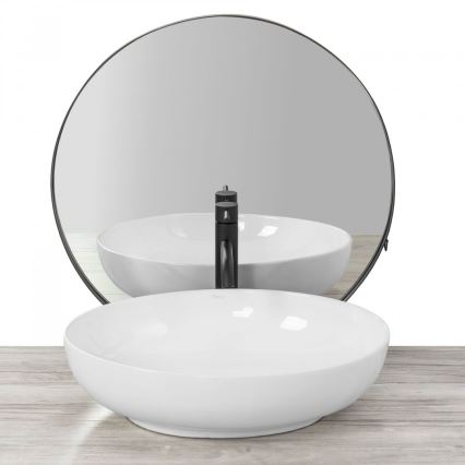 REA-U8198 - Lauapealne valamu CAROLA SLIM 39 x 51,5 cm keraamiline/läikiv valge