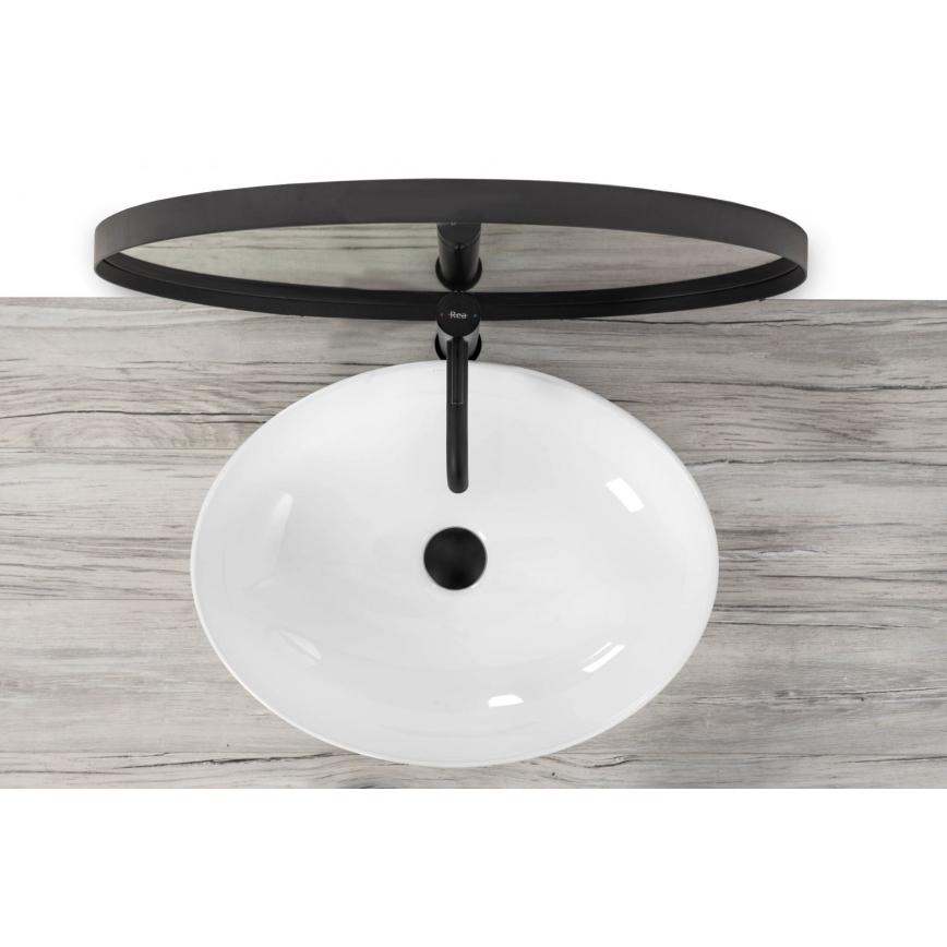 REA-U8198 - Lauapealne valamu CAROLA SLIM 39 x 51,5 cm keraamiline/läikiv valge