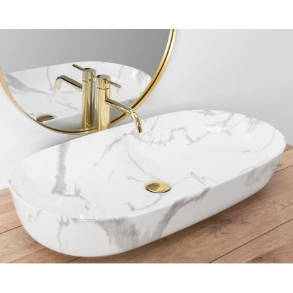 REA-U8403 - CLEO 41x81 cm lauapealne valamu, keraamika/marmorimuster