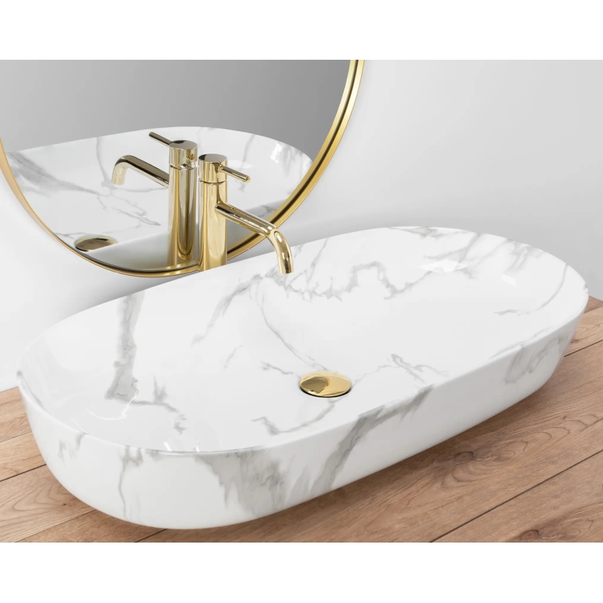 REA-U8403 - CLEO 41x81 cm lauapealne valamu, keraamika/marmorimuster