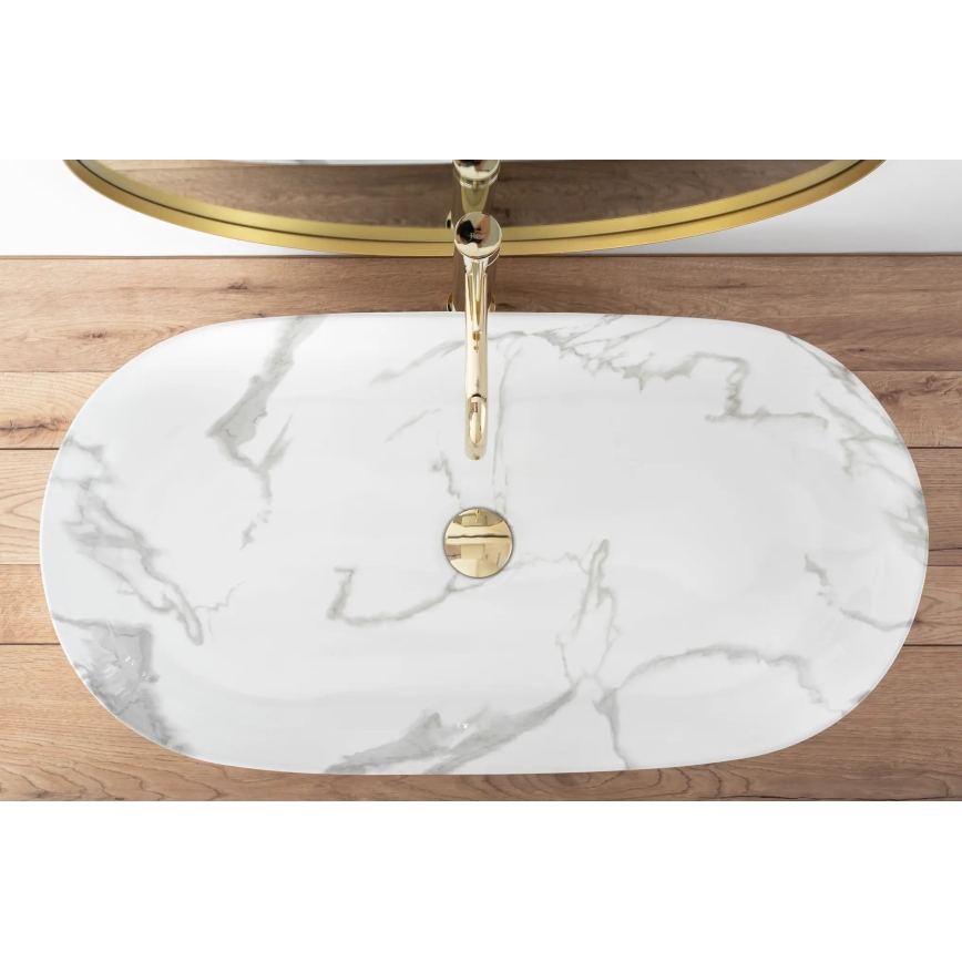 REA-U8403 - CLEO 41x81 cm lauapealne valamu, keraamika/marmorimuster