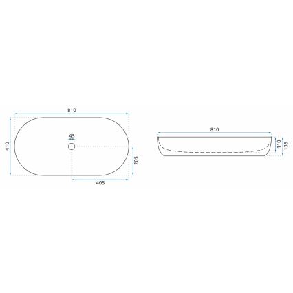 REA-U8403 - CLEO 41x81 cm lauapealne valamu, keraamika/marmorimuster