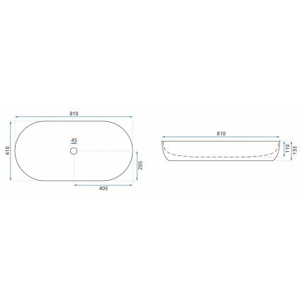 REA-U8404 - Tööpinnale paigaldatav valamu CLEO 41x81 cm keraamika/valge/marmori dekor