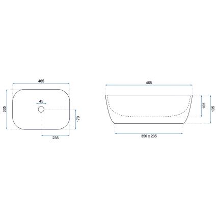 REA-U8470 - Lauale paigaldatav valam BELINDA 33,5x46,5 cm keraamika/mattmust