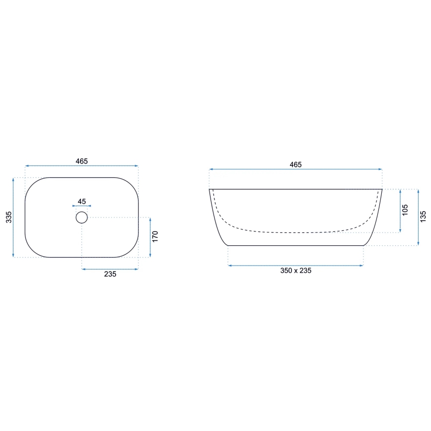 REA-U8470 - Lauale paigaldatav valam BELINDA 33,5x46,5 cm keraamika/mattmust