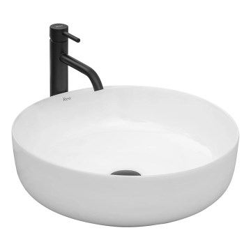 REA-U8493 - Pealepandav valamu ELMA Ø 45 cm keraamika/läikiv valge