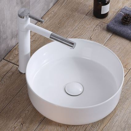 REA-U8493 - Pealepandav valamu ELMA Ø 45 cm keraamika/läikiv valge