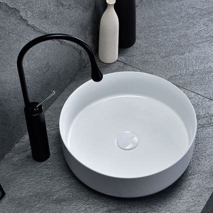 REA-U8493 - Pealepandav valamu ELMA Ø 45 cm keraamika/läikiv valge