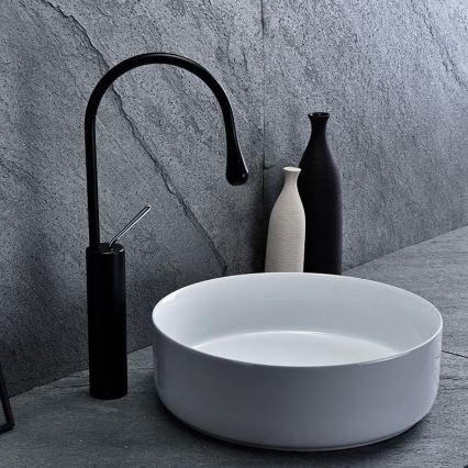 REA-U8493 - Pealepandav valamu ELMA Ø 45 cm keraamika/läikiv valge