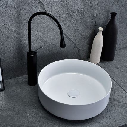 REA-U8493 - Pealepandav valamu ELMA Ø 45 cm keraamika/läikiv valge