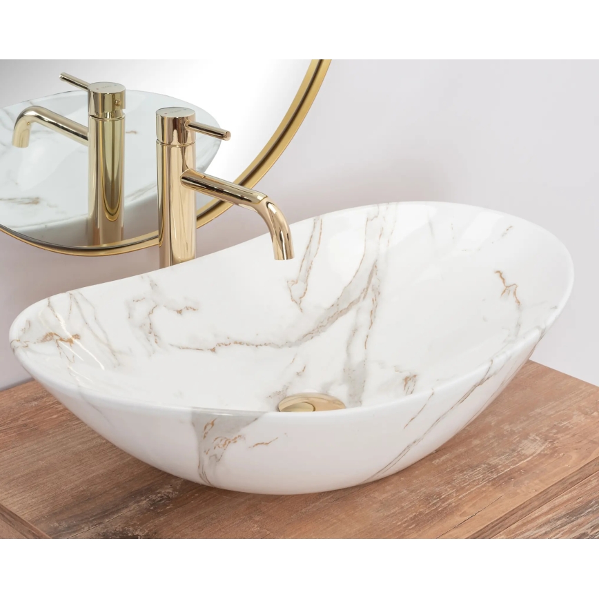 REA-U8548 - ROYAL lauale paigaldatav valamu 36 x 60,5 cm, keraamika/marmori dekor