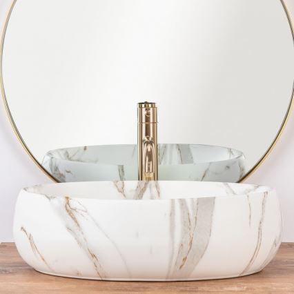 REA-U8568 - Lauale paigaldatav valamu LINDA 34 x 48,5 cm, keraamika/marmori dekor