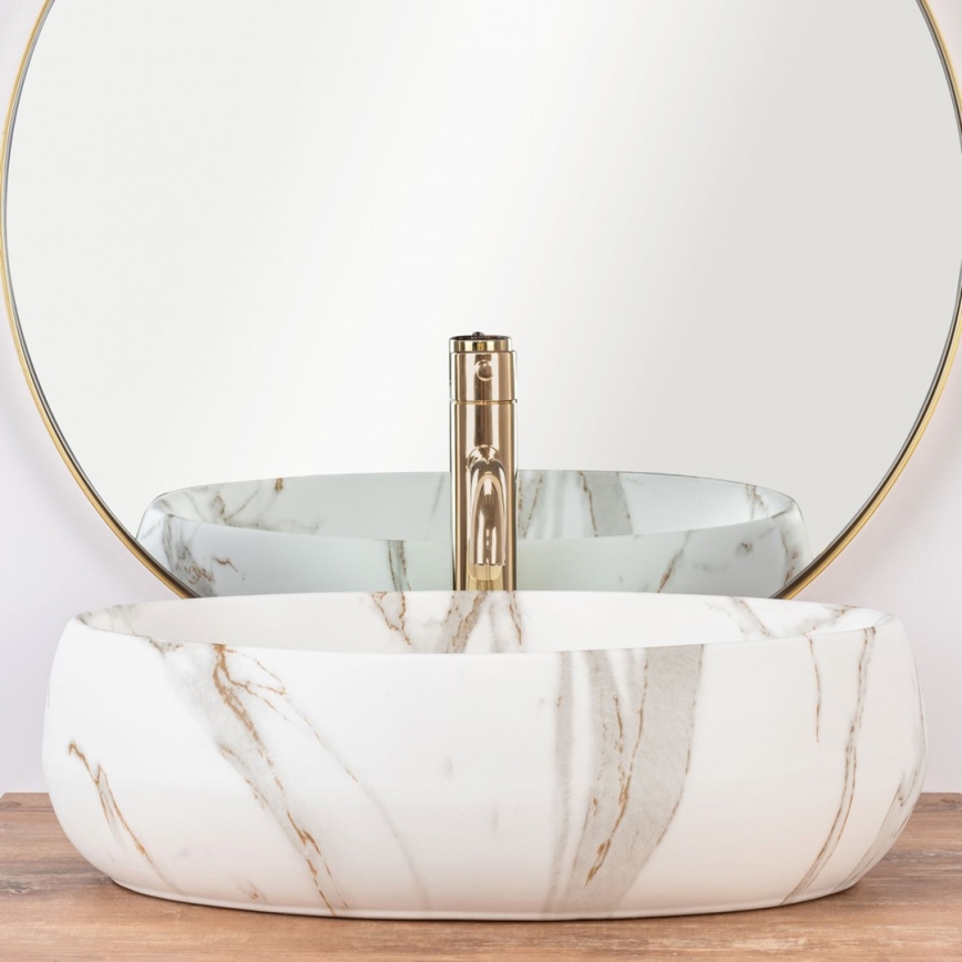 REA-U8568 - Lauale paigaldatav valamu LINDA 34 x 48,5 cm, keraamika/marmori dekor