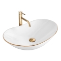 REA-U8570 - Lauale asetatav valamu ROYAL 36x62 cm keraamika/läikiv valge/kuldne