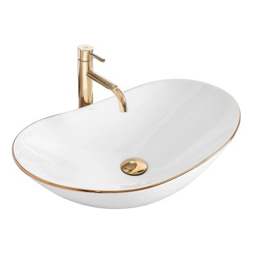 REA-U8570 - Lauale asetatav valamu ROYAL 36x62 cm keraamika/läikiv valge/kuldne