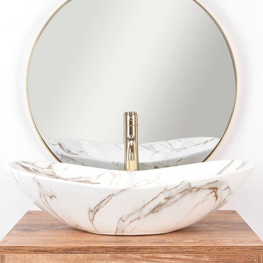 REA-U8597 - Lauale paigaldatav valamu ROYAL 36x62 cm keraamika/marmori dekoor