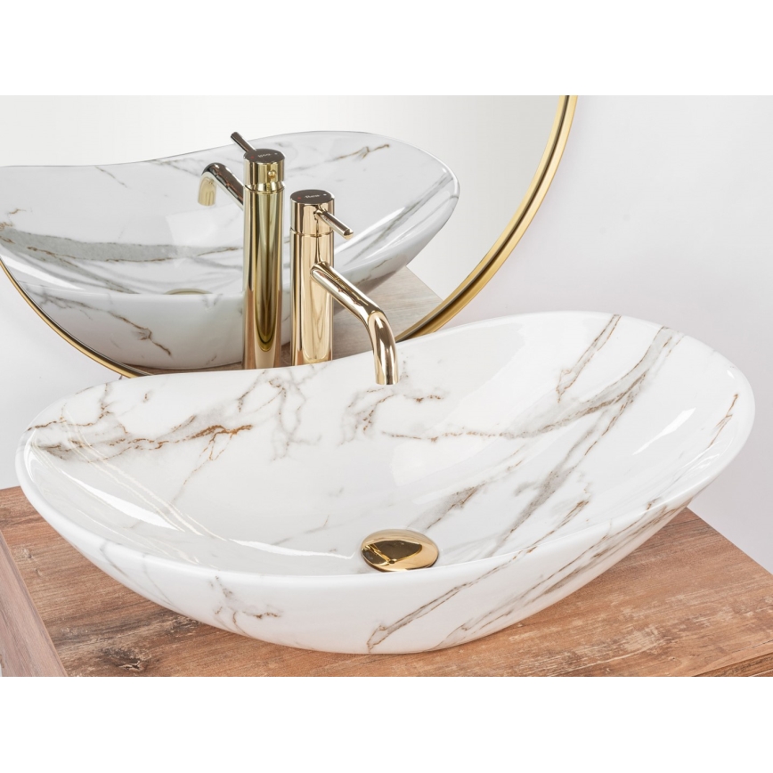 REA-U8597 - Lauale paigaldatav valamu ROYAL 36x62 cm keraamika/marmori dekoor