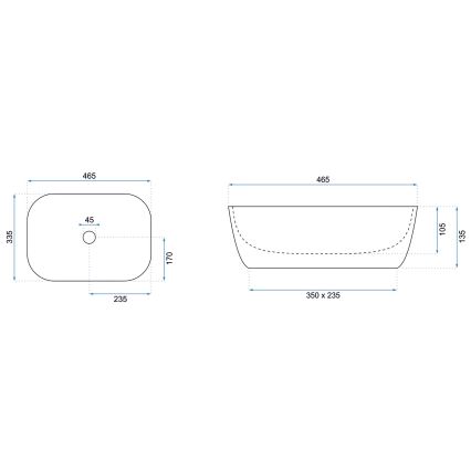 REA-U8736 - Lauale asetatav valamu BELINDA 33,5x46,5 cm keraamiline/valge/kuldne
