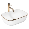 REA-U8736 - Lauapinnale paigaldatav valamu BELINDA 33,5x46,5 cm keraamika/valge/kuldne