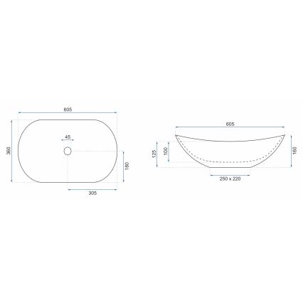 REA-U8742 - Lauapealne valam ROYAL 36x60,5 cm keraamika/valge/kiviimitatsioon