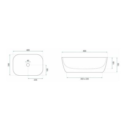 REA-U8780 - Lauapinnale paigaldatav valamu BELINDA 33x46,5 cm keraamika/must/kuldne