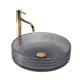 REA-U8880 - Lauaplaadile paigaldatav CRISTAL-valamu, läbimõõt 39 cm, klaas, suitsuhall
