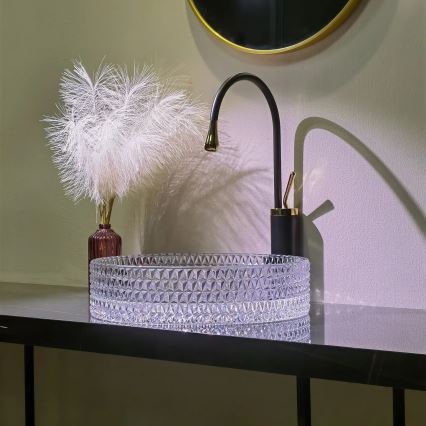 REA-U8881 - Lauapealne valamu CRISTAL Ø 39 cm klaas/läbipaistev