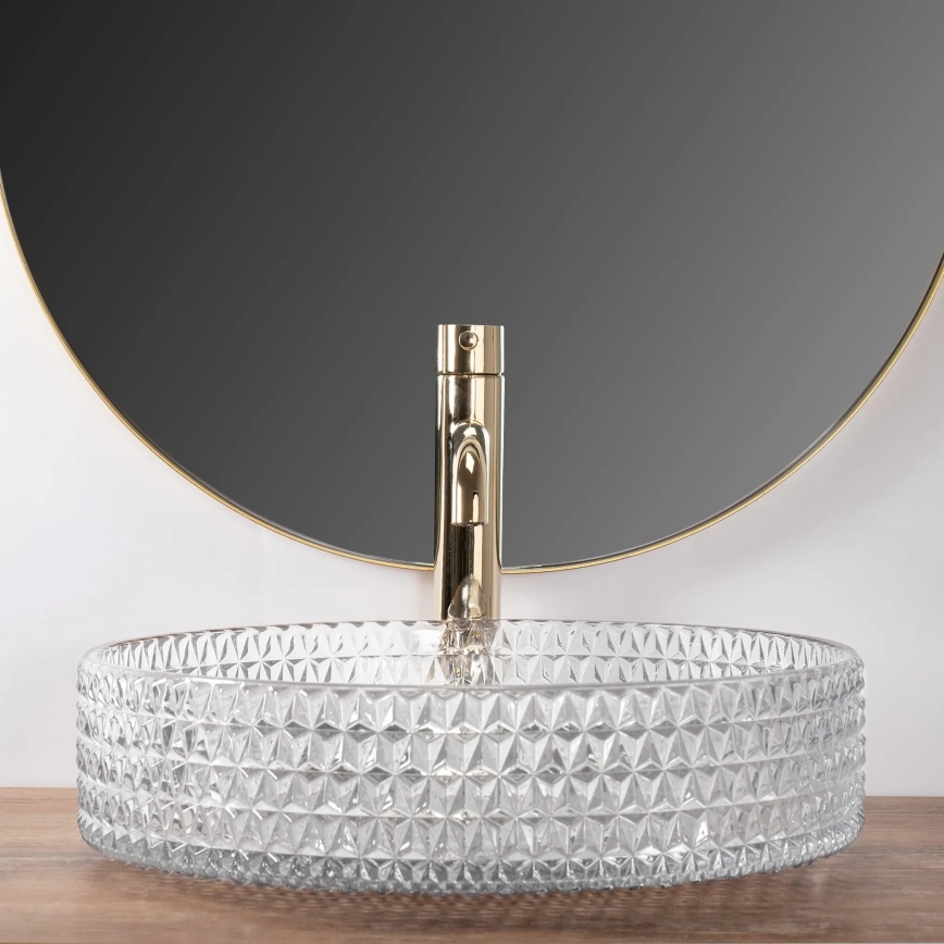 REA-U8881 - Lauapealne valamu CRISTAL Ø 39 cm klaas/läbipaistev