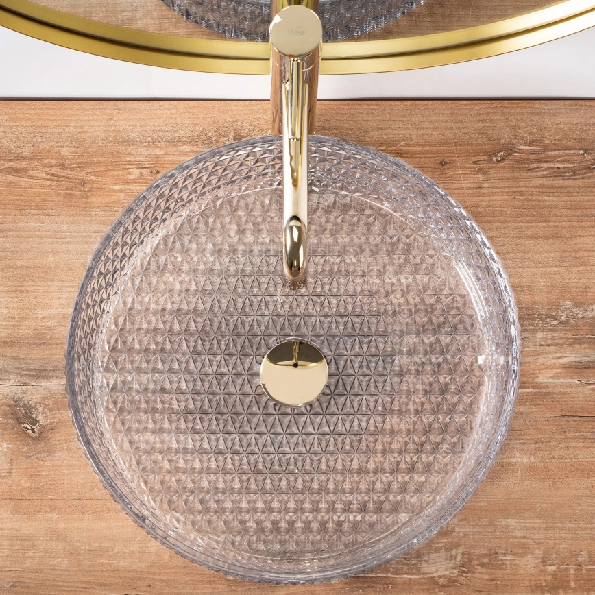 REA-U8881 - Lauapealne valamu CRISTAL Ø 39 cm klaas/läbipaistev