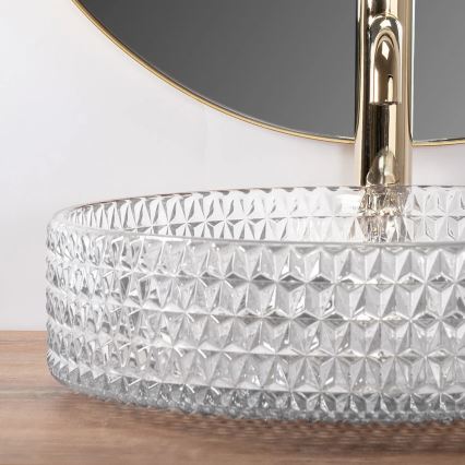 REA-U8881 - Lauapealne valamu CRISTAL Ø 39 cm klaas/läbipaistev