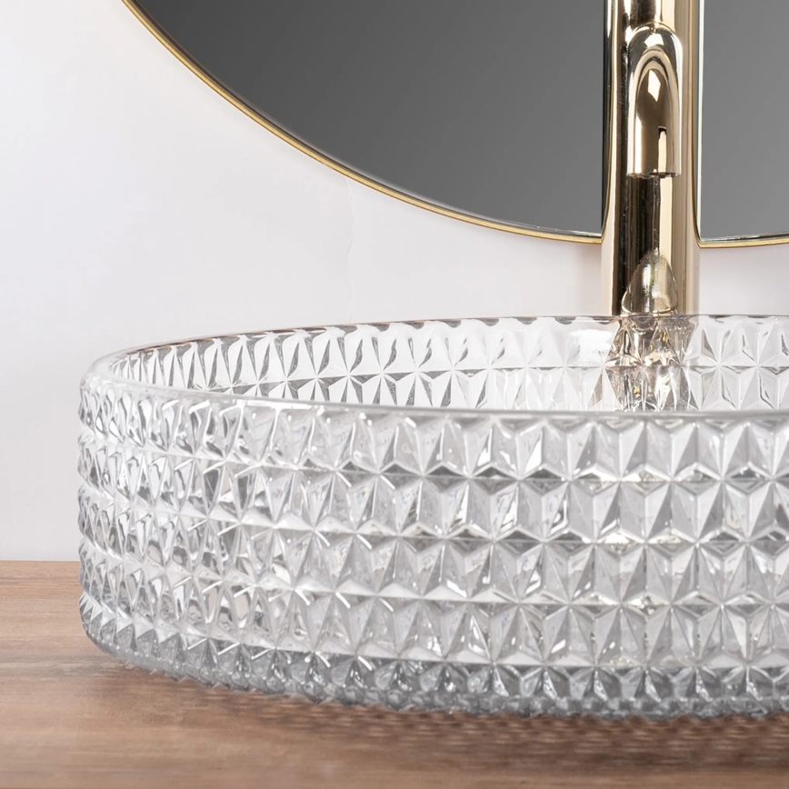 REA-U8881 - Lauapealne valamu CRISTAL Ø 39 cm klaas/läbipaistev