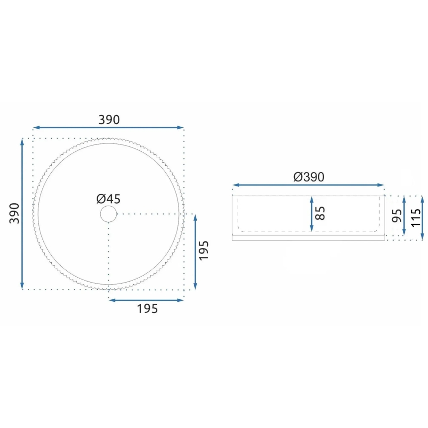 REA-U8881 - Lauapealne valamu CRISTAL Ø 39 cm klaas/läbipaistev