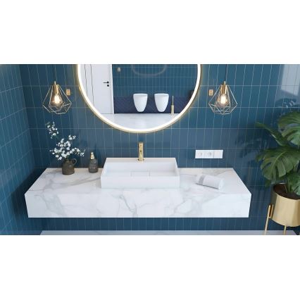 REA-U8902 - Tööpinnale paigaldatav valamu GOYA 46x70 cm kivikomposiit/mattvalge