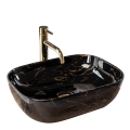 REA-U8907 - Lauale paigaldatav valamu BELINDA 33,5x46,5 cm keraamika/must/marmorimuster