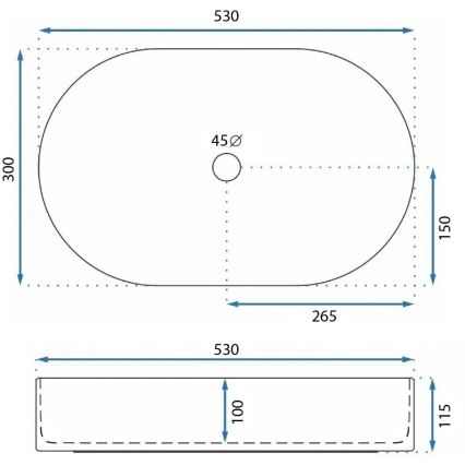 REA-U9108 - Lauapealne valamu LAYLA 30x53 cm keraamika/läikiv valge
